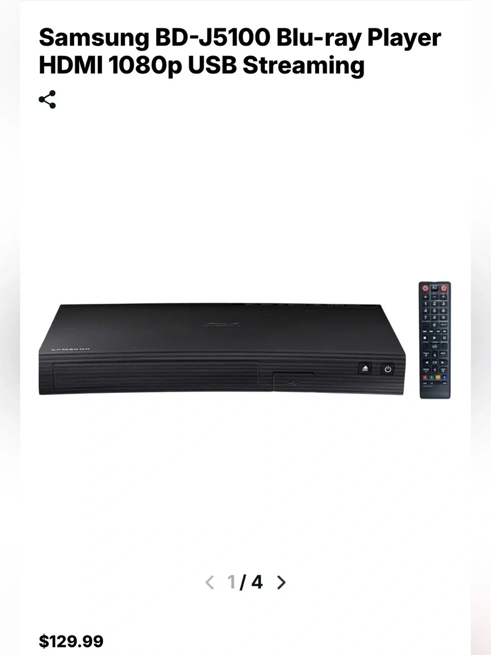 Samsung Blu-ray Player Model BD-JM51 + Remote & HDMI Cable + Lot of Movies/Shows